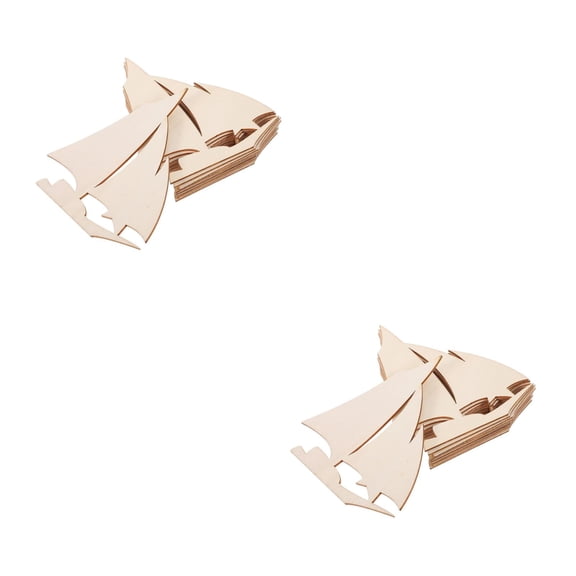 WORGEOUS 20 pcs Unfinished Wood Sailboat Shapes for DIY Crafts Nautical Table Decor Wooden Boat Coastal Room Decor DIY Assembly Sailboat
