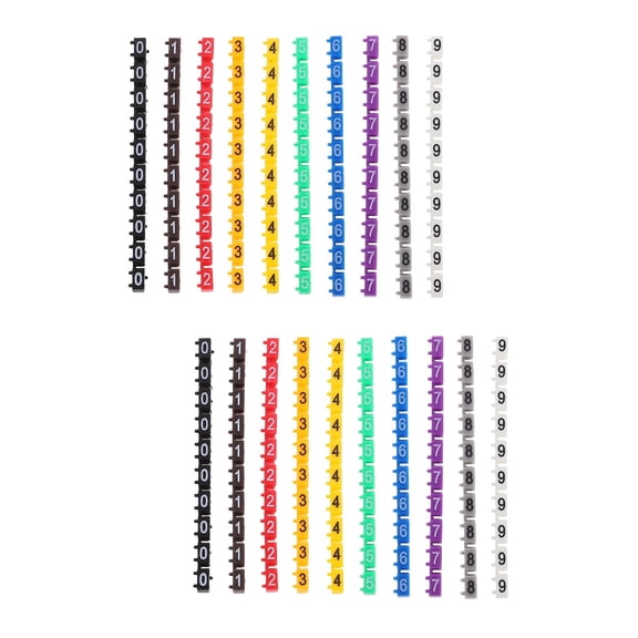 WORGEOUS 200 pcs Clip-on String Wire Marking DIY Plastic Digital Number Wire Label Tubes