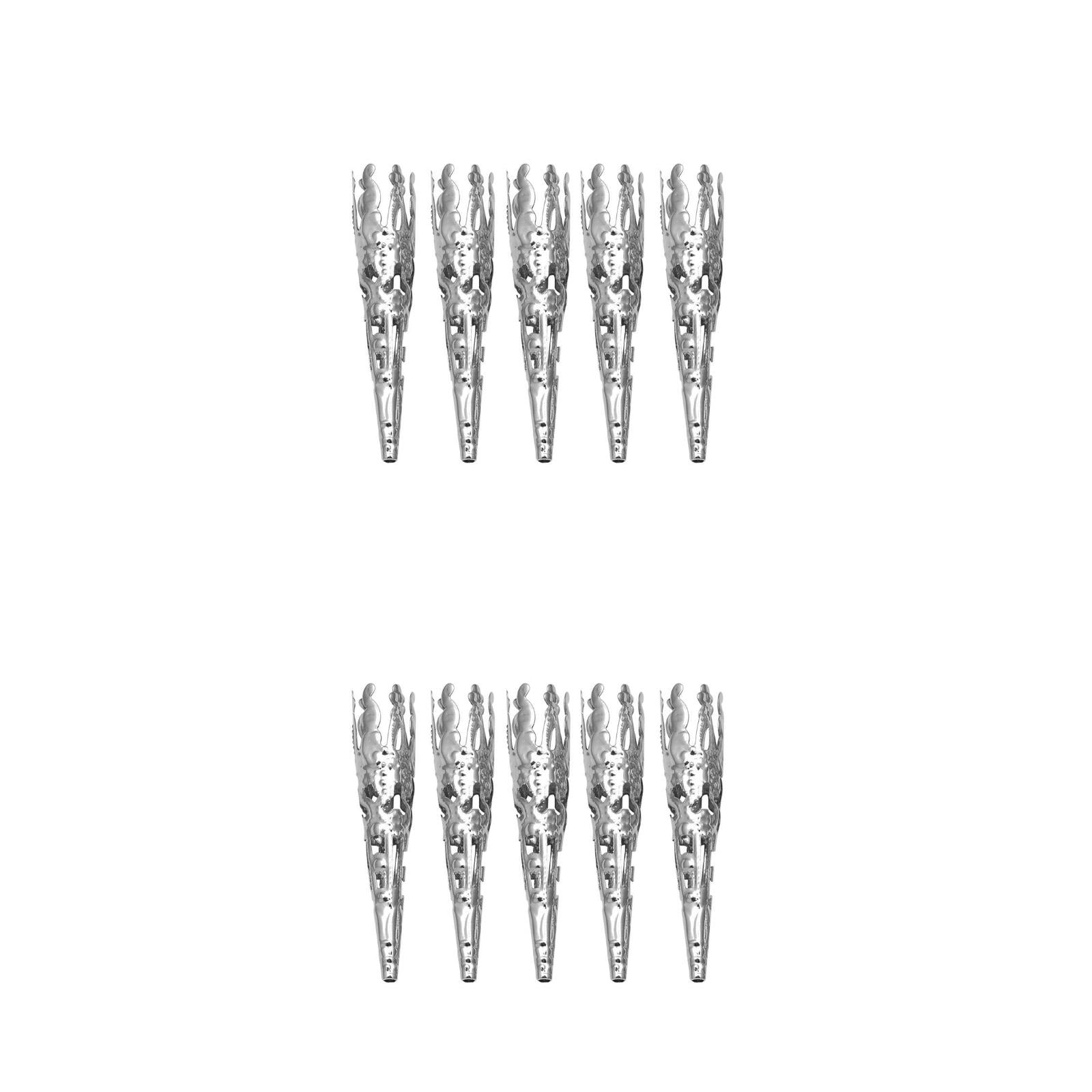 WORGEOUS 200 pcs Flower Bead Caps Tibetan Style Long Cones Metal Filigree Bead End Caps Spacers for Tassel Jewelry DIY Craft Making ( White )