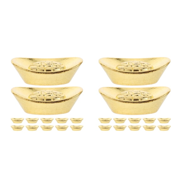 WORGEOUS 200 pcs Mini Golden Ingot Chinese Feng Shui Ingot Miniature Yuan Bao Figurine Wealth Attractor Prosperity Symbol For Home Office Decor
