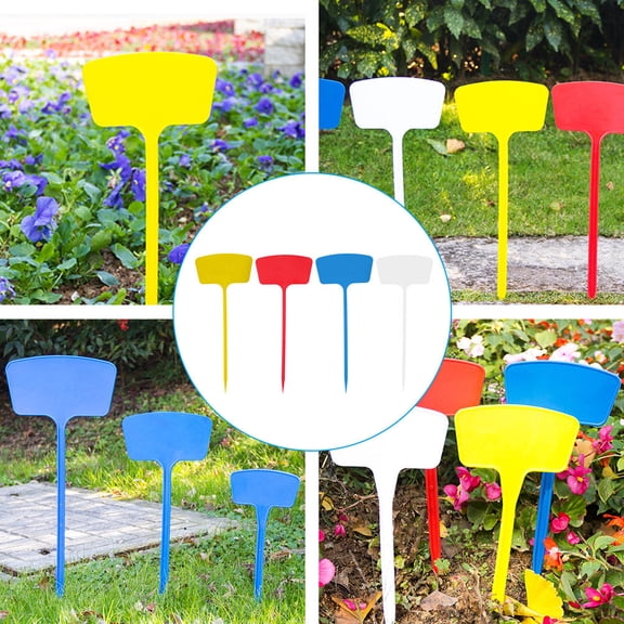 WORGEOUS 20PCS Gardening Ground Inserted Cards Writeable Garden Insert Tag Large Gardening Labels for Garden Park (36CM White+Red+Yellow+Blue)