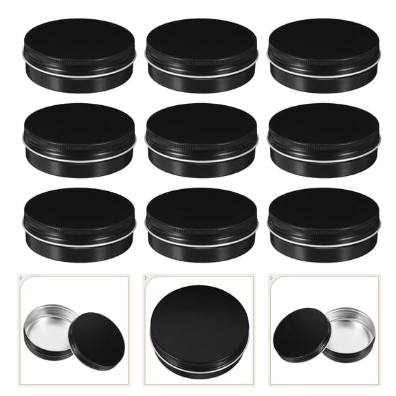 WORGEOUS 20pcs 100ml Aluminium Box Screw Thread Storage Box Empty Tea-leaves Jar Pot Cosmetics Cream Container with Lid (Black)