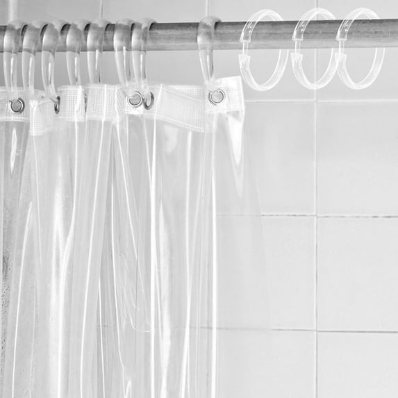 WORGEOUS 20pcs Clear Acrylic Shower Curtain Rings Easy Snap Closure Shower Curtain Hooks Transparent Bathroom Curtain Rings
