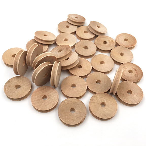 WORGEOUS 20pcs Small Wooden Wheels 3x0.6cm Round Craft Parts for Handmade Toy Cars and Model Building Supplies