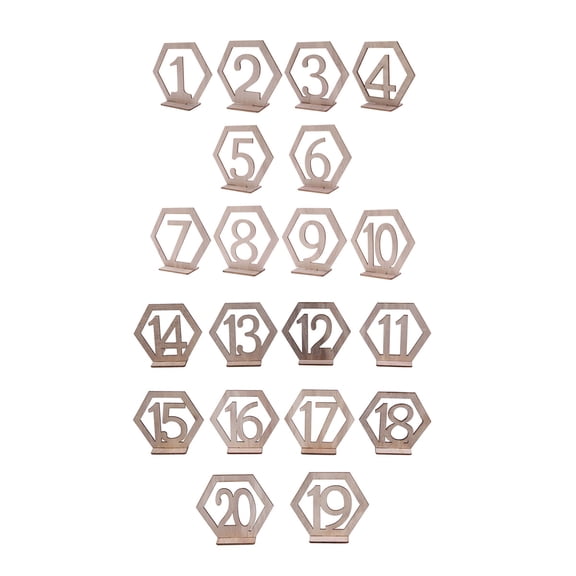 FUEENIRVA Wood Table Numbers Beige Wooden Place Card Signs for Wedding Reception Party Use 20Pcs