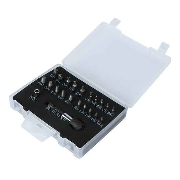 WORGEOUS 22pcs Damaged Stripped Screw Extractor for Broken Screw All-Purpose HSS Broken Bolt Extractor Screw Remover with Extension Bit Holder Socket Adapter