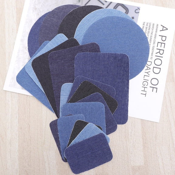BESTYASH Clothing Patch Blue Self-Adhesive for Sweater Shirt Elbow 24Pcs