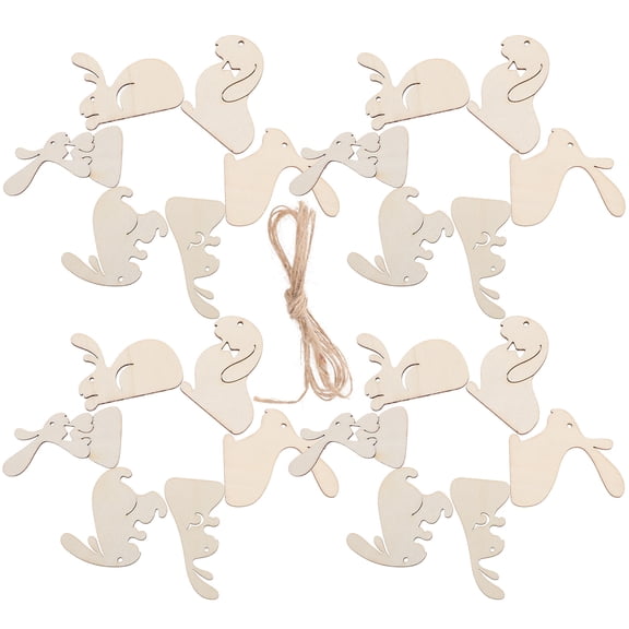 25pcs Unfinished Wood Easter Shapes DIY Wood Rabbit Cutouts (Mixed Styles)