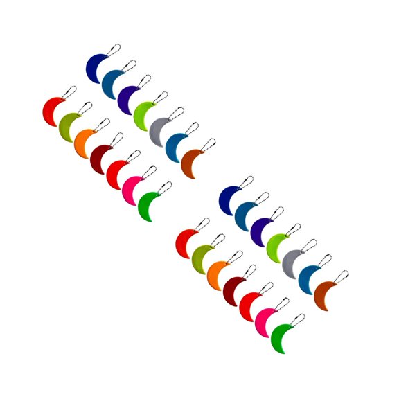 WORGEOUS 28 pcs Reflective Keyring for Bags Moon Shaped Reflector Pendant Keychain Accessories for Outdoor Activities School Bags Backpacks Cycling