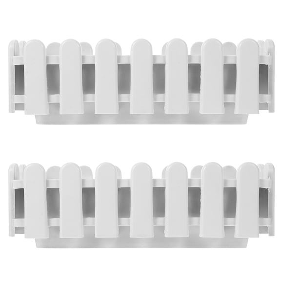 BESTYASH 2-Pack White Rectangular Plastic Planter Boxes for Indoor and Outdoor Gardening, Garden