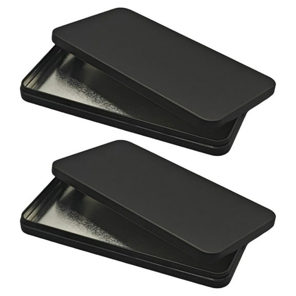 WORGEOUS 2Pcs Black Metal Cash Box with Lid Rectangular Money Storage Organizer for Cash Coins and Jewelry Small Currency Holder for Bills and Stamps