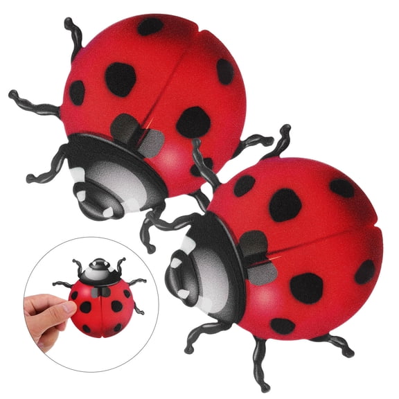 BESTYASH Set of 2 Red Metal Ladybug Wall Art Sculptures, Iron Garden & Home Decor, Hanging Indoor Outdoor Decorations