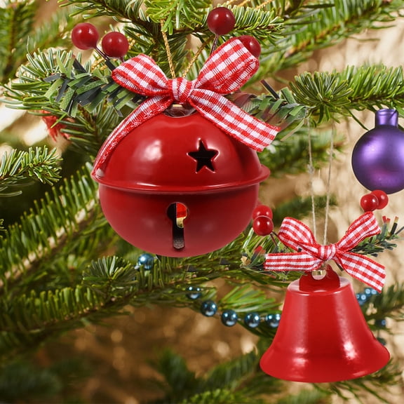 WORGEOUS Christmas Bell Iron Bells Red 2Pcs for Christmas Tree