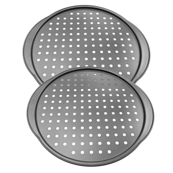 BESTYASH 2-Pack Metal Pizza Baking Pans Non-Stick Smooth Finish Oven