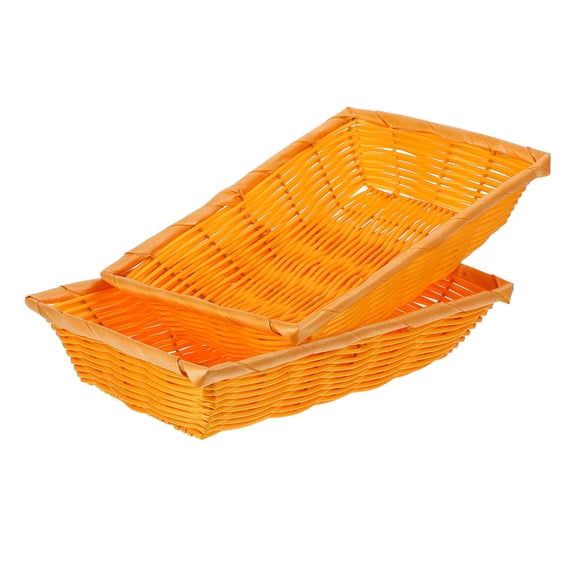 WORGEOUS Wicker Fruit Basket Storage Basket Plastic 2Set