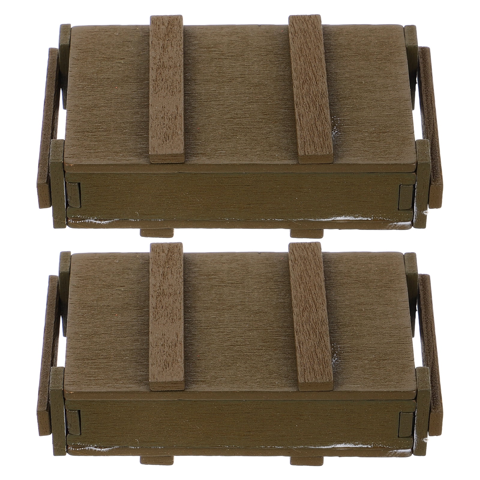 WORGEOUS 2pcs 1/6 Scale Battle Scene Storage Box Miniature Case for Sand Table Scene Layout Rustic Battle Scene Miniature Storage Box
