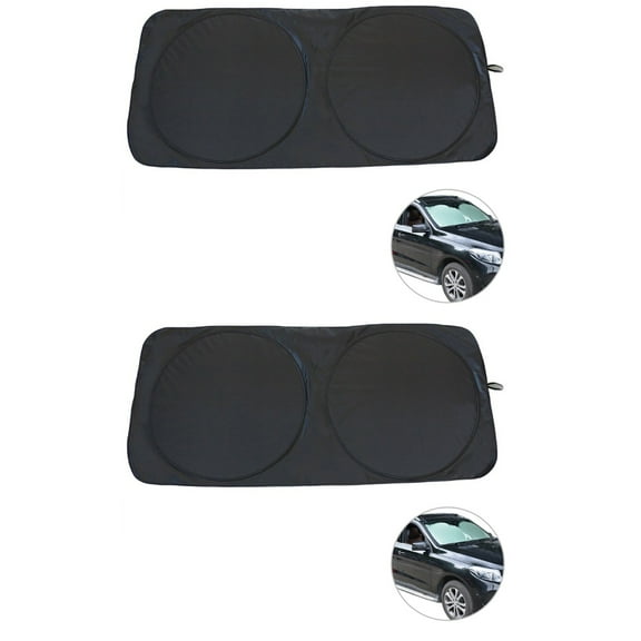 WORGEOUS 2pcs 150*70cm Car Sunshade Solar Reflective Silver Front Sun Shade UV Rays Block Protector