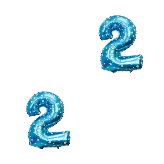 WORGEOUS 2pcs 32 Inch Aluminium Foil Digital Balloons Number Balloons Party Supplies for Birthday Wedding Anniversary Decoration (Blue Printing Number 2)