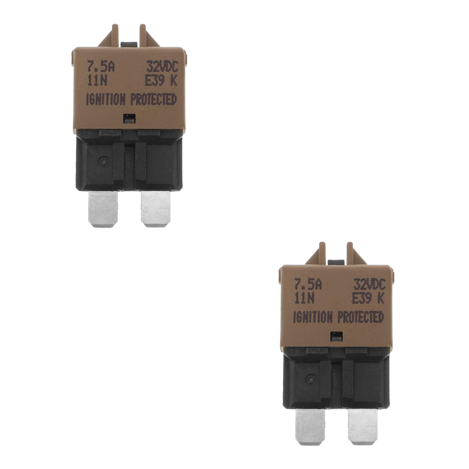 WORGEOUS 2-Pack 7.5A 32V DC Circuit Breaker with Manual Reset, Standard Trip Fuse, Brown Color