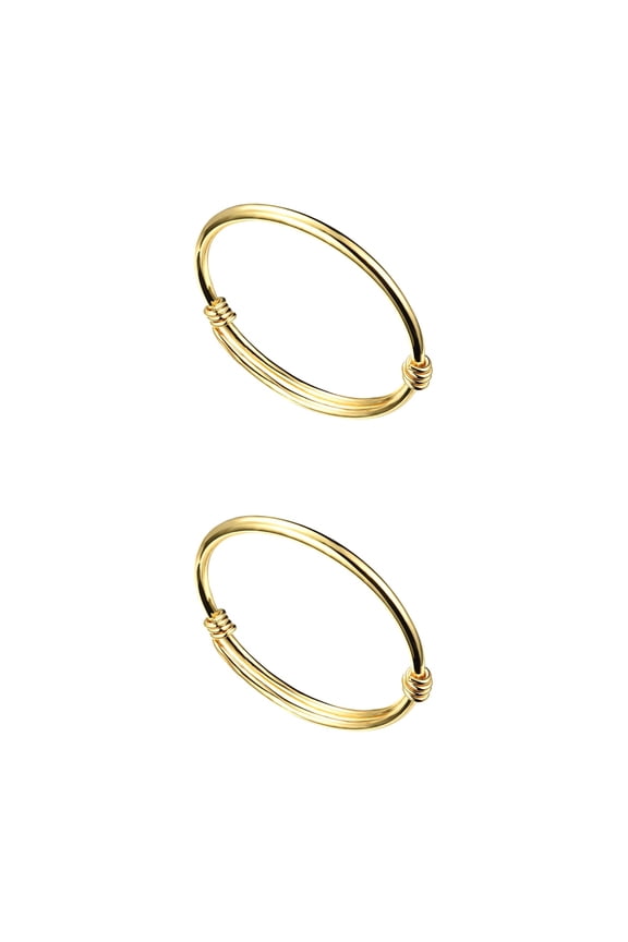 2pcs Adjustable Copper Bracelet Fashion Kids Jewelry Creative Bracelet Push-pull Open Bangle (Golden)
