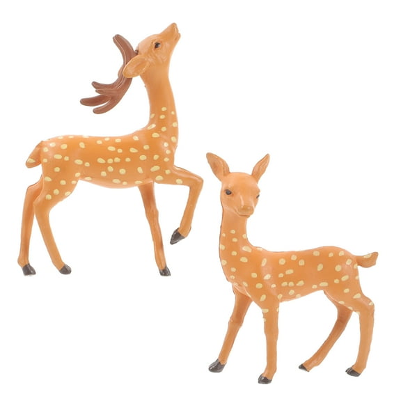 GOOHOCHY Deer Figurines Orange Resin 2Pcs 2.2x1.6in