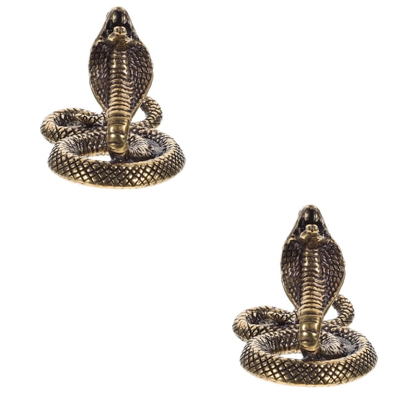 WORGEOUS 2pcs Brass Snake Tea Pet Snake Sculpture Snake Modeling Adornment Desktop Ornament