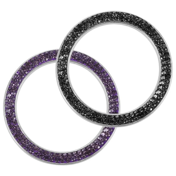 WORGEOUS 2pcs Car Ignition Button Ring Stickers Engine Start Button Ring Decal Rhinestone Car Decor