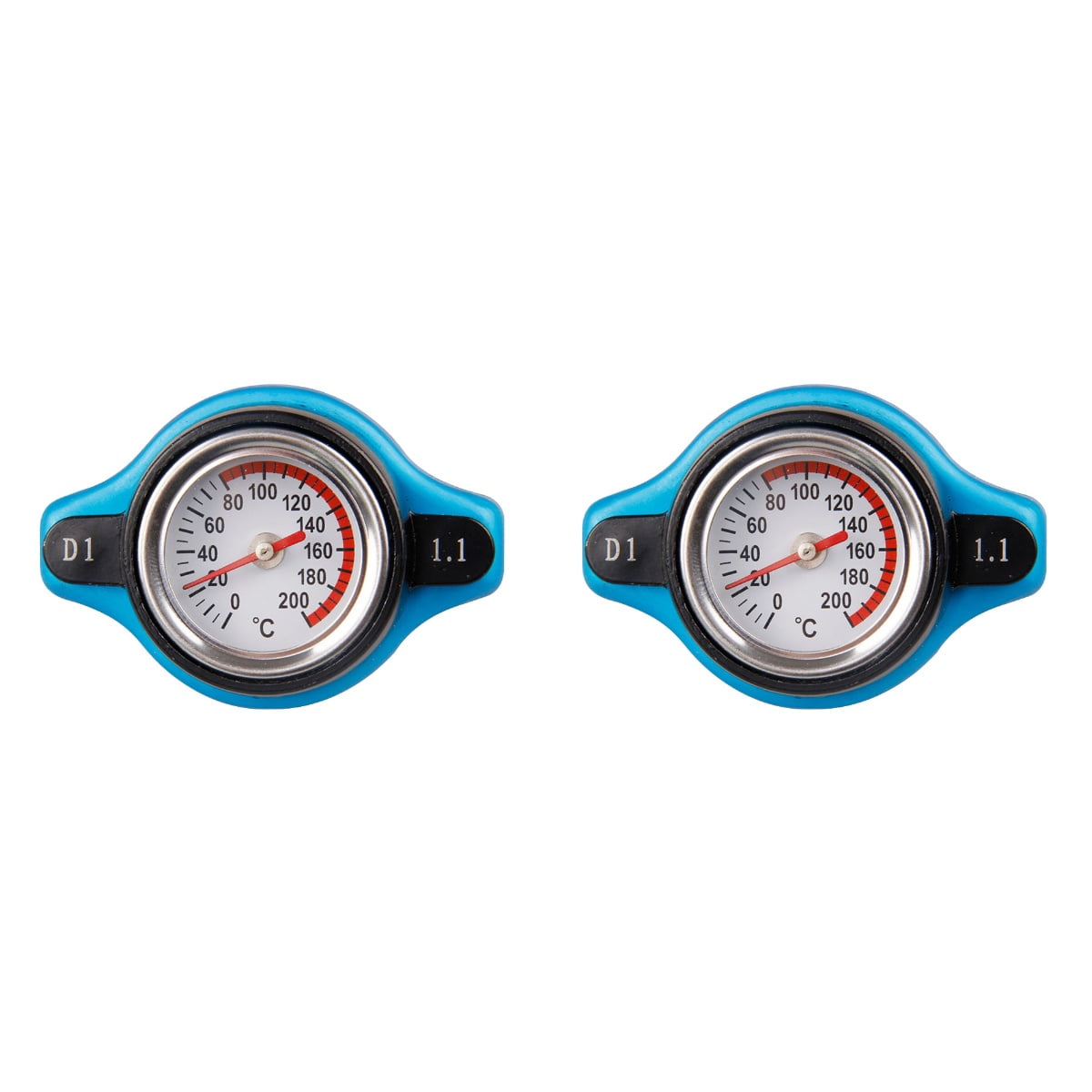WORGEOUS 2pcs Car Water Tank Cover with Water Temperature Gauge Thermometer Radiator - 1.1 Bar Large