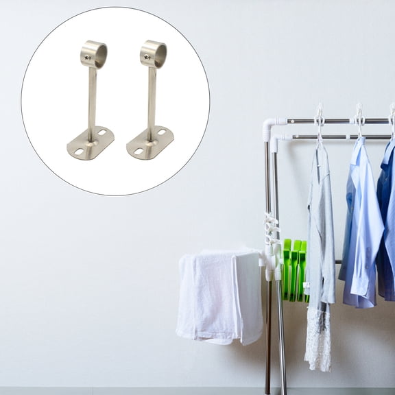 WORGEOUS 2-Pack Stainless Steel Ceiling Mount Brackets for Clothes Rods and Shower Rods, Support Hardware