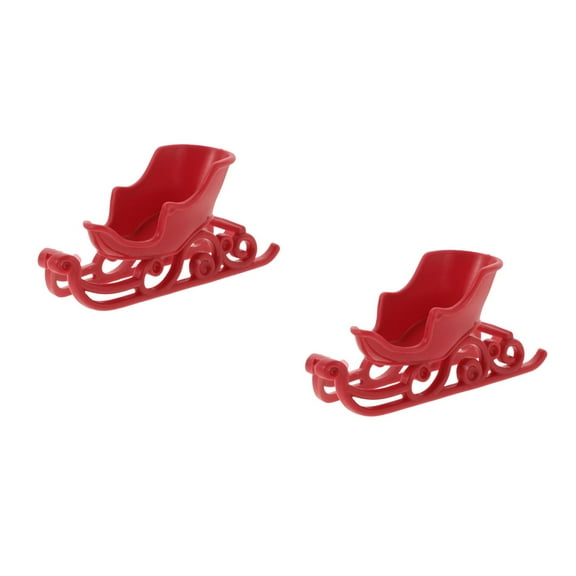 WORGEOUS 2pcs Christmas Sleigh Miniature Plastic Sleighs Model Mini Sled Ornament Diy Crafts Tabletop Santa Sleigh Christmas Tree Hanging Decoration