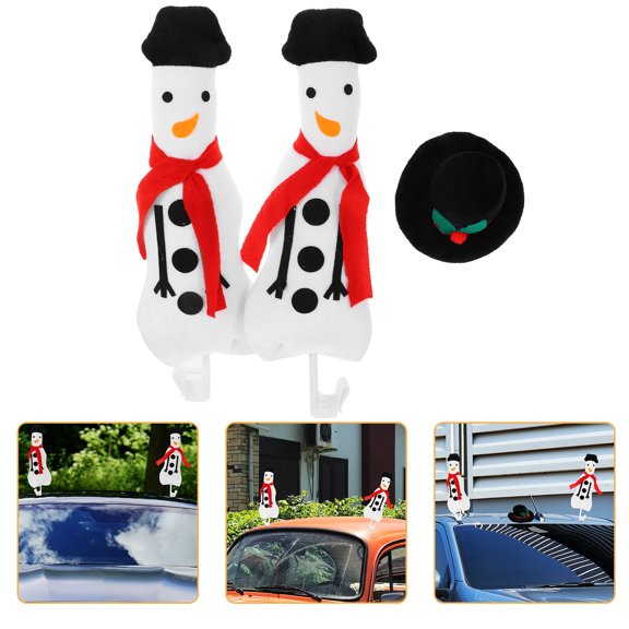 BESTYASH Christmas Winter Snowman Decoration 2Pcs White for Cars and Indoor Festive Settings