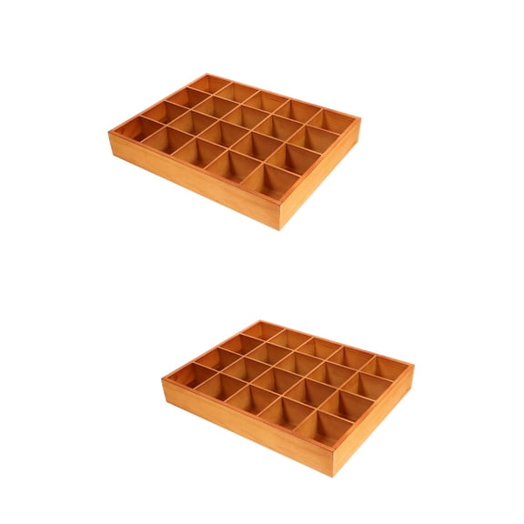WORGEOUS 2-Pack Wooden Storage Boxes with Compartments, Dividers for Organizing, Display, and Holding Small Items