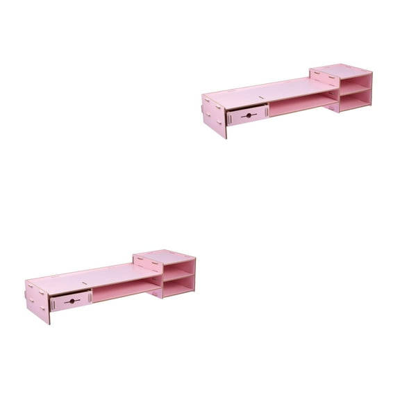 WORGEOUS 2pcs Computer Monitor Stand Riser Drawer Type Storage Organizer Desk Organizer