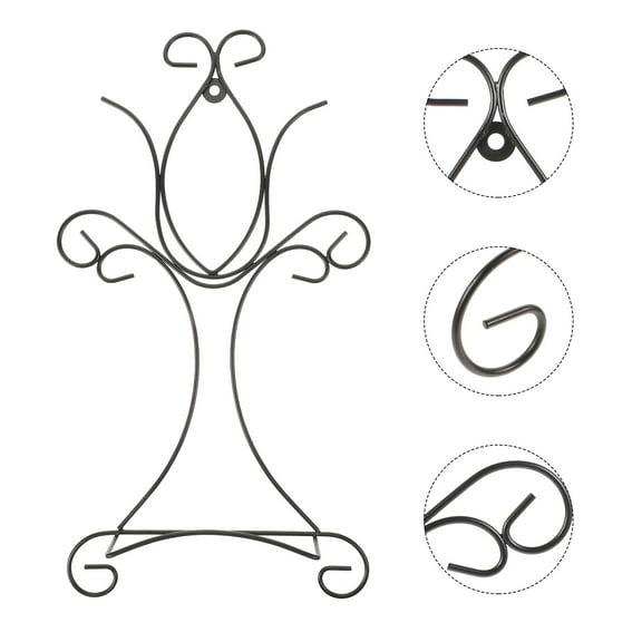 WORGEOUS 2pcs Creative Art Display Rack Easel Iron Bowl Stand Holder Iron Plates Display Stand