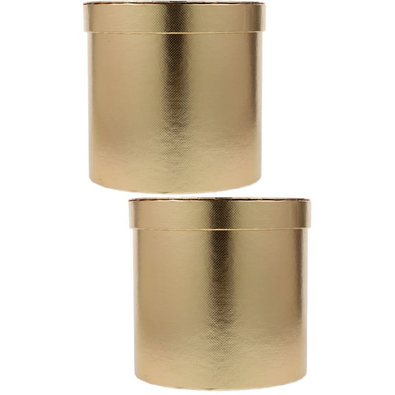 TABLZONE Elegant Golden Round Flower Box Cylindrical Storage Container for Mom and Special Occasions