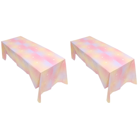 WORGEOUS 2-Pack Colorful Plastic Tablecloths for Birthday Party, Disposable Table Runner, Decorative Party Table Cover