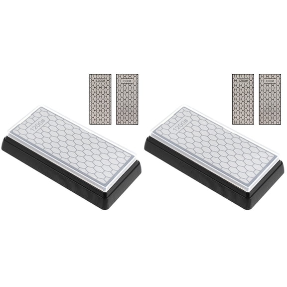 WORGEOUS 2-Piece Double-Sided Sharpening Stone Set with 600 and 1200 Grit for Kitchen Knives and Tools