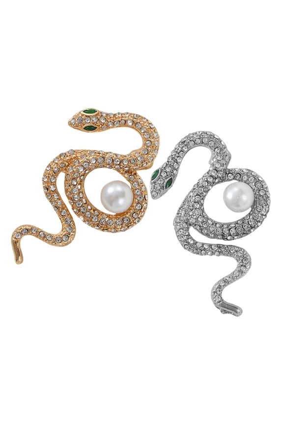 2pcs Fashionable Snake Brooch Set For Women Elegant And Unique Rhinestone Lapel Pin Snake Shaped Brooch Pin For Clothes And Accessories
