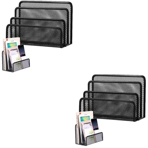 Mobutofu 2Pcs Metal Mesh File Organizer, Three-Section Design, Smooth Surface, Office Use
