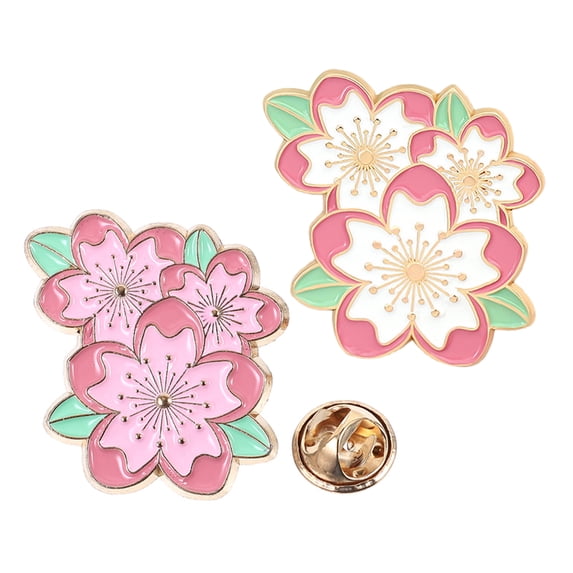 WORGEOUS 2pcs Floral Pins Kawaii Aesthetic Pins Cherry Blossoms Brooches Lapel Pins Japanese Cherry Blossom Brooch Pins Decorative Lapel Pins Flower Brooches
