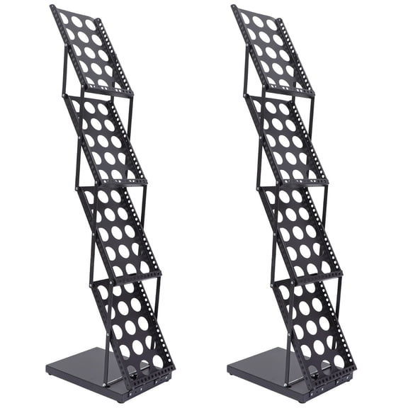 YSNOOWE Foldable Magazine Rack Portable Display Stand Vertical Multi-Layer Black 2Pcs