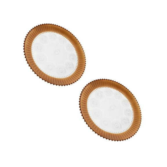 Worgeous 2pcs Gold Plastic Dessert Plates Reusable Plastic Fruit Platter with Gold Rim Vintage Round Serving Dish for Desserts Snacks Candy