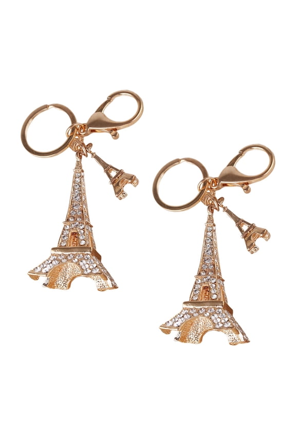 2pcs Key Rings Shiny Rhinestone Tower Pendant for Women Girls