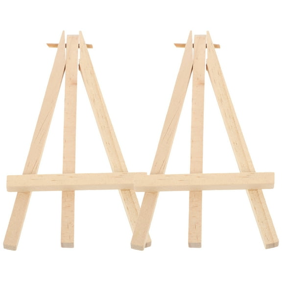 WORGEOUS 2-Pack Mini Wooden Tabletop Easel Stands for Photos, Cards, Frames - Perfect Home and Office Display Decor