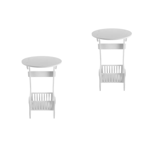 WORGEOUS 2pcs Modern Small Round Tables with Storage, Sofa Side End Tables, Indoor Bedside Stands for Living Room
