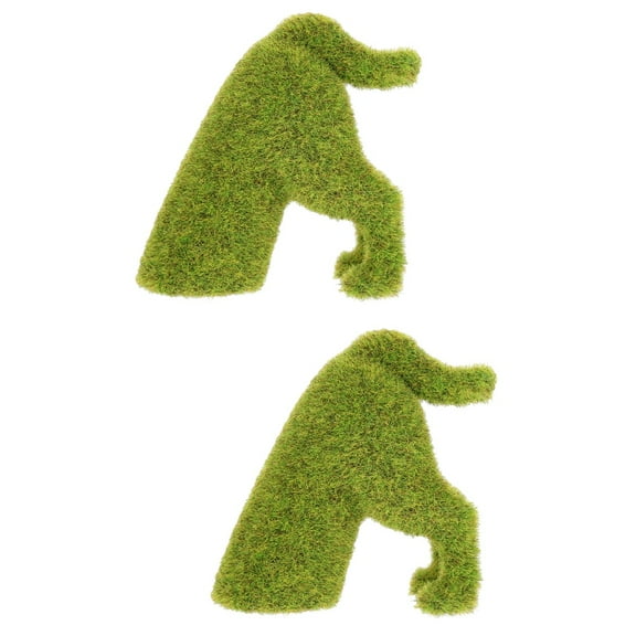 WORGEOUS 2pcs Moss Statue Flocked Puppy Flocking Peeing Sculpture Green Grass Topiary Figurines Artificial Turf Garden Table Centerpiece