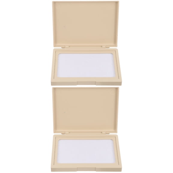 Mobutofu  2Pcs Beige Plastic Reusable Stamp Pads for Home and Office