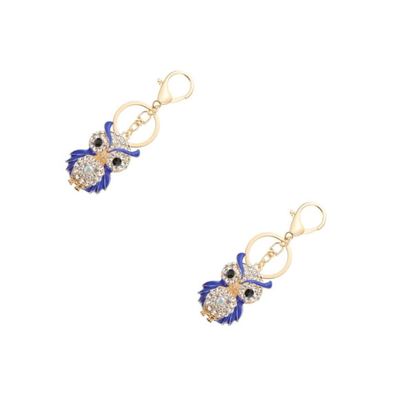 WORGEOUS 2-Pack Owl Keychain Set with Rhinestone , Decorative Bag and Purse Pendant Accessories