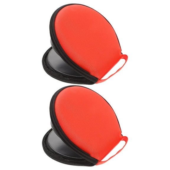 WORGEOUS 2-Pack Portable CD Player Carrying Cases Travel Storage Bags for CD Jewel Cases DVD Disks Media Holder Organizer Wallet Orange