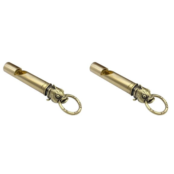 Worgeous 2pcs Portable Whistle Keychain Copper Hiking Whistle Copper Craft Decorative Travel Whistle